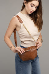 Shop Brown / Black PU Leather Sling Bag | Boutique Clothings & Accessories, , USA Boutique