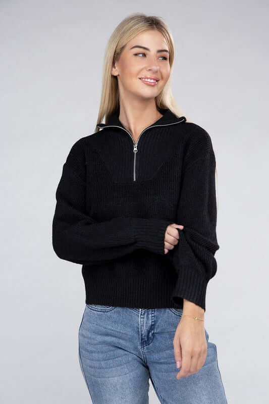 Easy-Wear Half-Zip Pullover Sweater