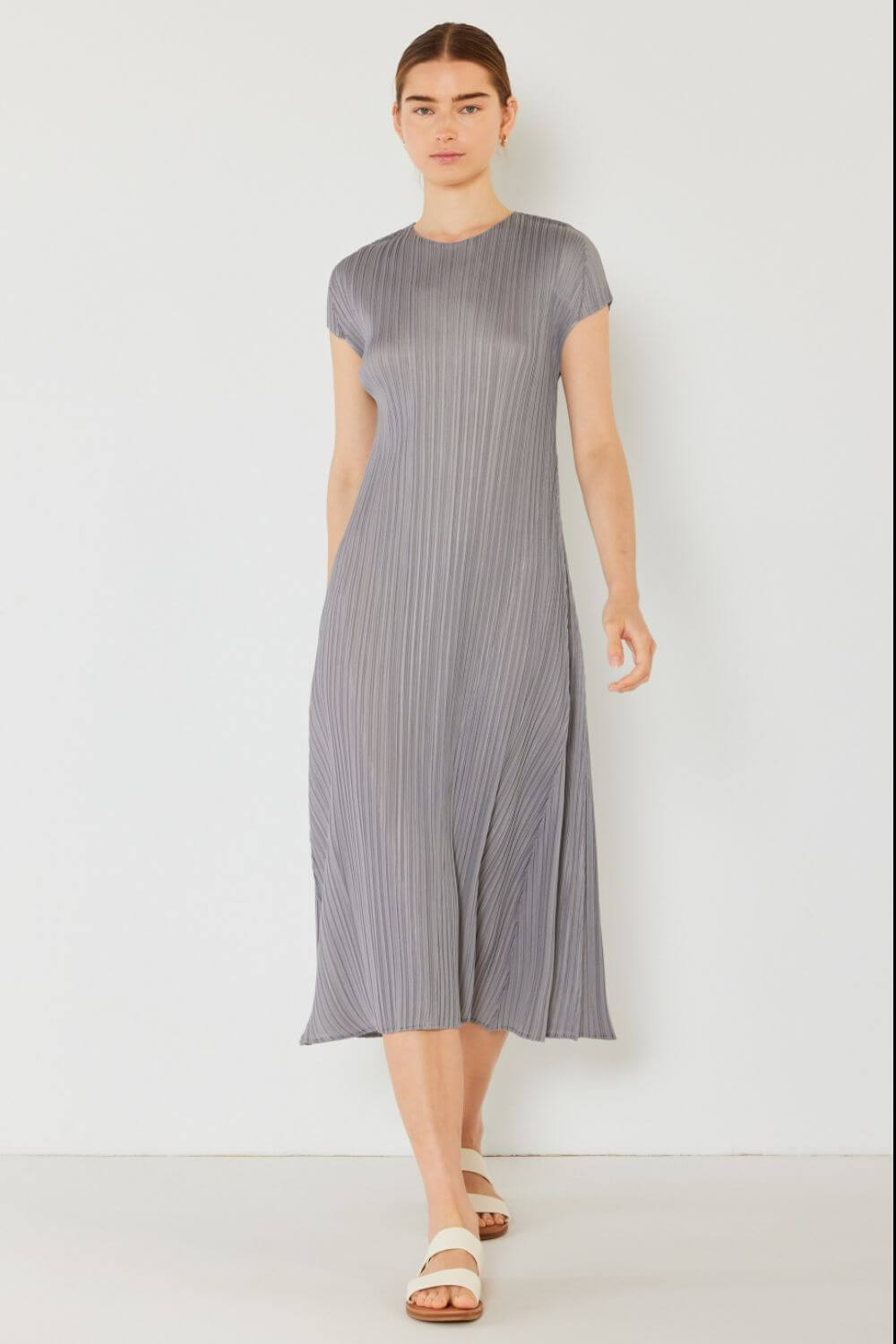 Solid Pleated Cap Sleeve A-Line Dress, Marina West Swim, $ 63.00