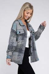 Grey Check Pocketed Plaid Shacket