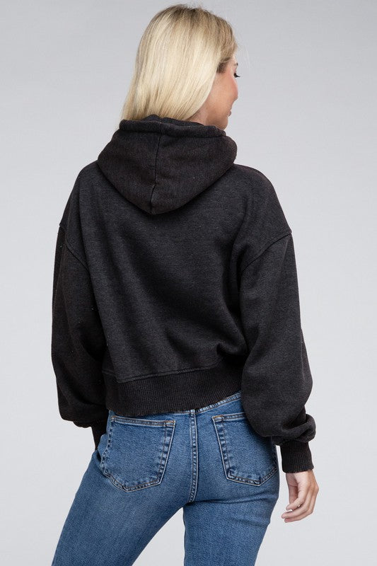 Acid Wash Fleece Hoodie, ZENANA, A Moment Of Now