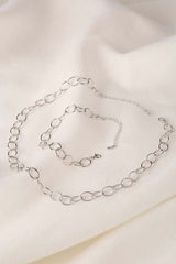 Silver Chain Bracelet and Necklace Set