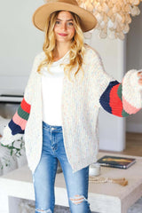 Ivory Color Block Open Front Cardigan, Haptics, A Moment Of Now