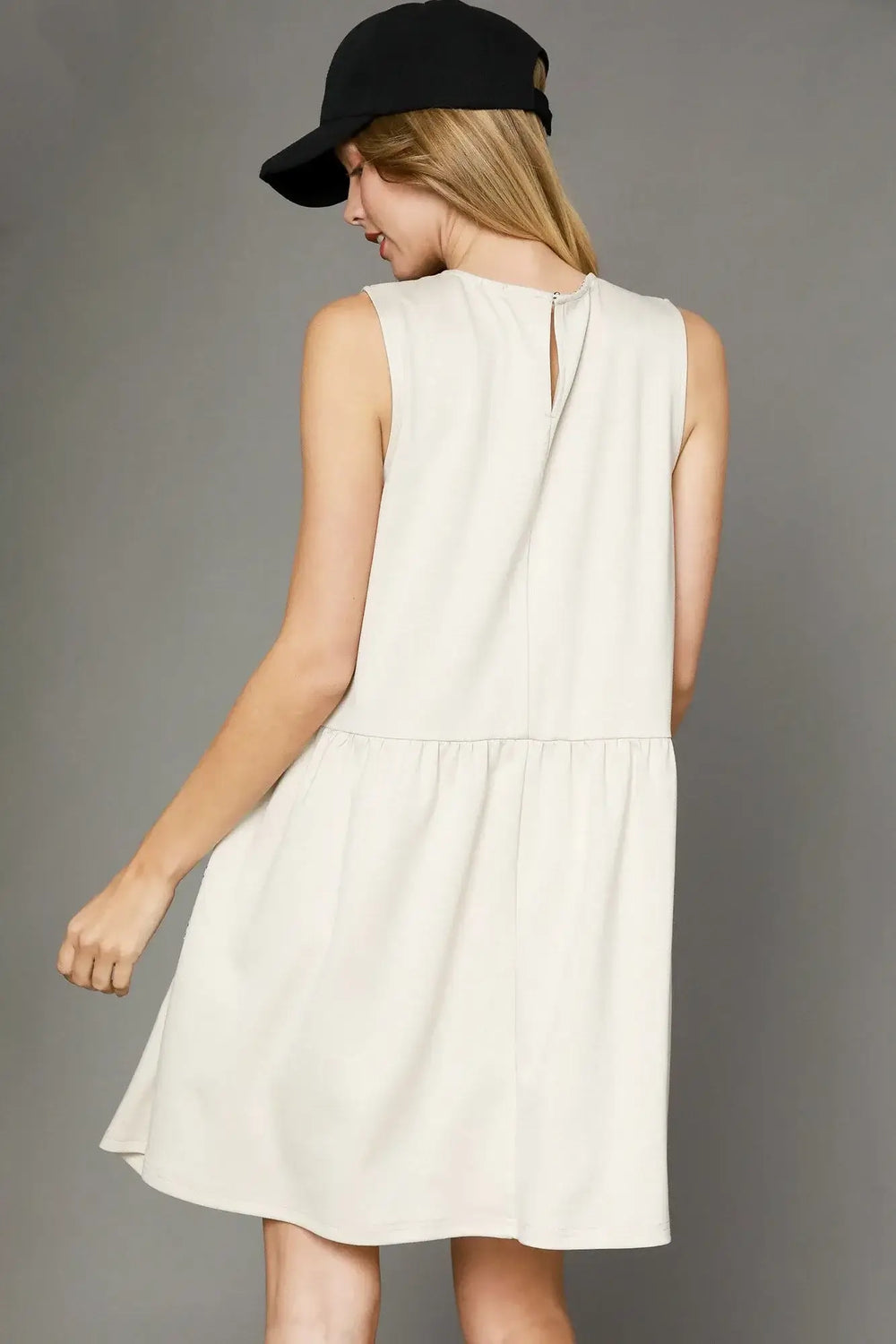 Elegant Ivory Round Neck Sleeveless Tank Dress, Dresses, $ 55.00, A Moment Of Now™