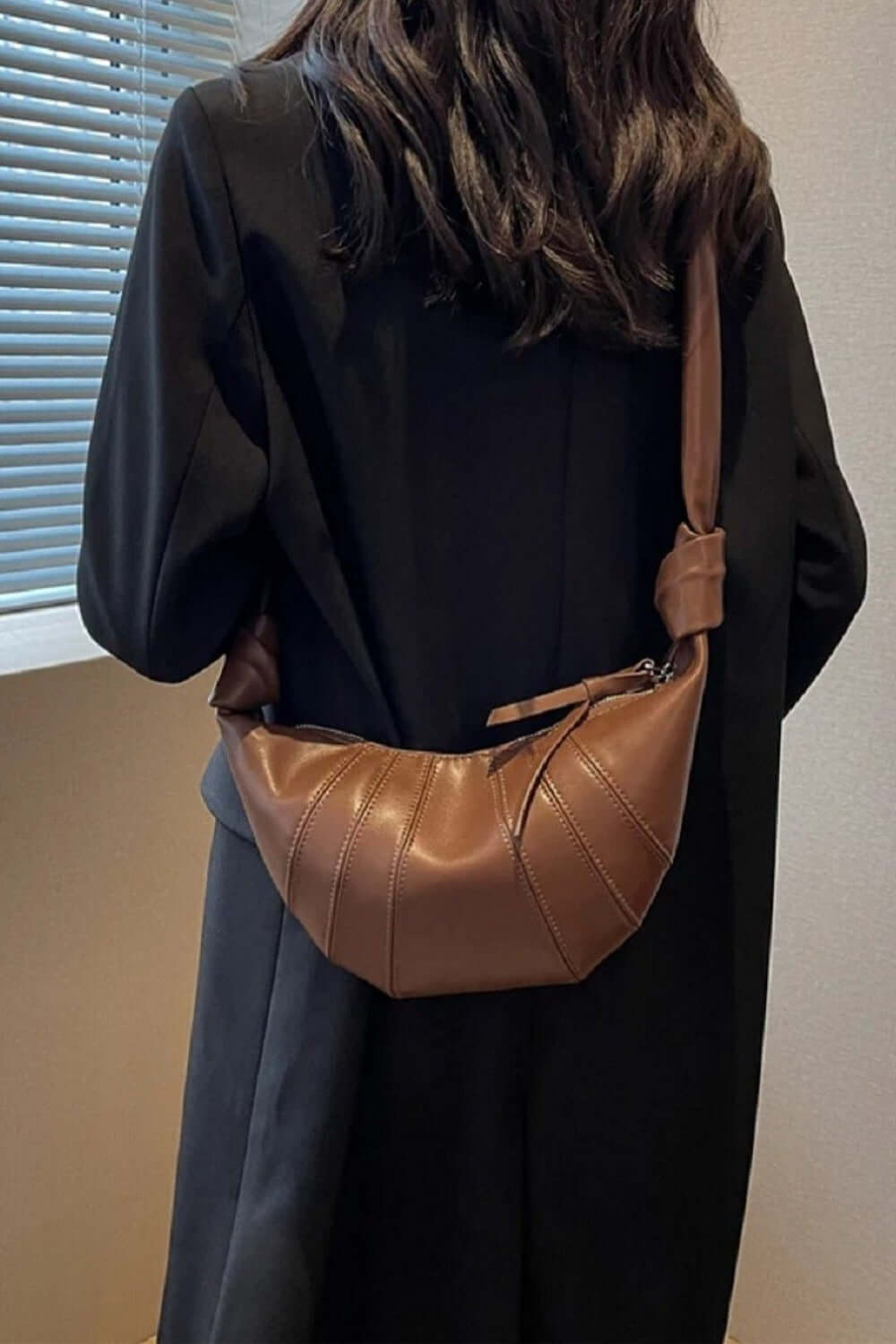 Vegan Leather Croissant Crossbody Bag Handbag, Zenana, $ 35.00