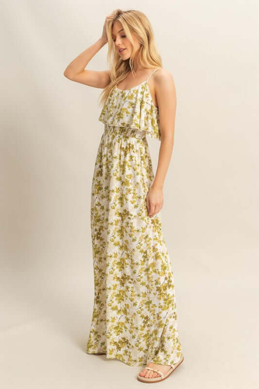 Yellow Green Floral Print Jumpsuit - Stylish Comfort, Jumpsuits, $ 47.00, A Moment Of Now™