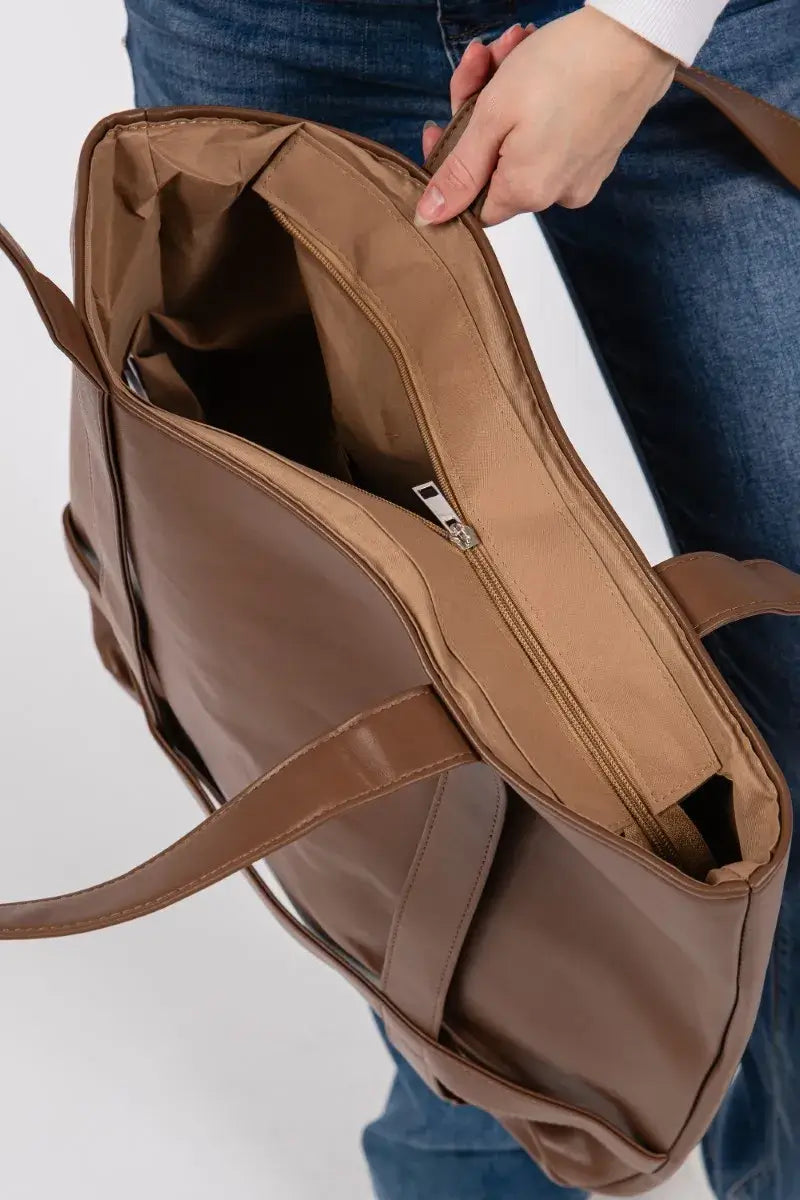 Brown Oversized Hat Carrier Tote - Stylish & Spacious, Shoppers, $ 55.00, A Moment Of Now™