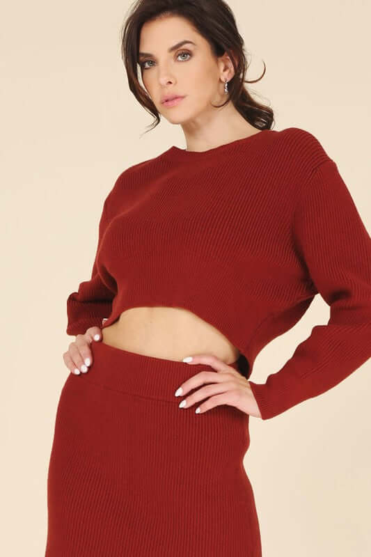 Shop Ribbed Knit Crop Top and Skirt Set | Shop Fall Fashion Clothing Online, Clothing Set, USA Boutique