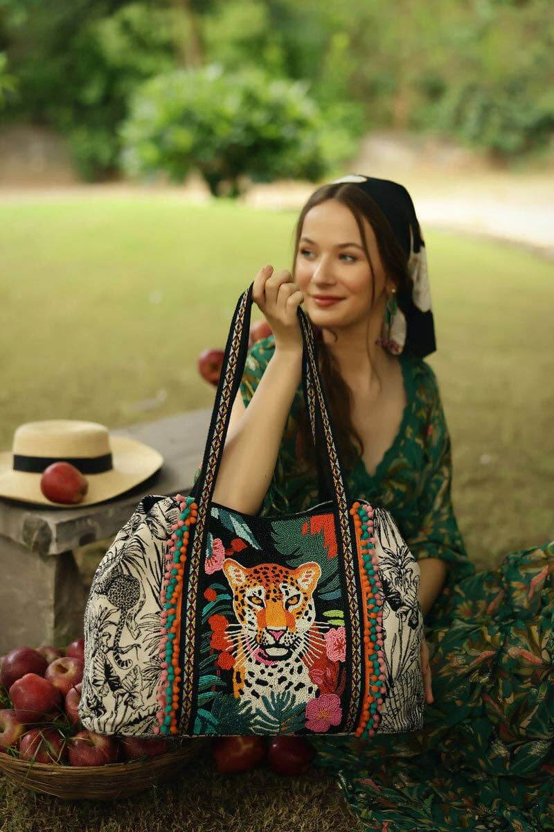 Tropical Leopard Embellished Tote, Accessories, $ 149.00, A Moment Of Now™