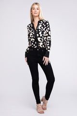 Shop Women's Black & White Leopard Notched Neck Blouse | Boutique Online, Blouses, USA Boutique