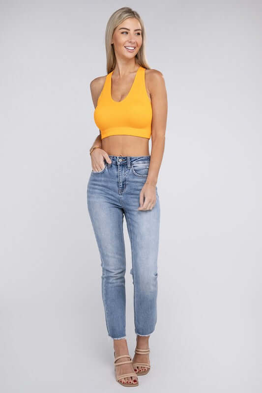 Ribbed Cropped Racerback Tank Top, ZENANA, $ 19.00