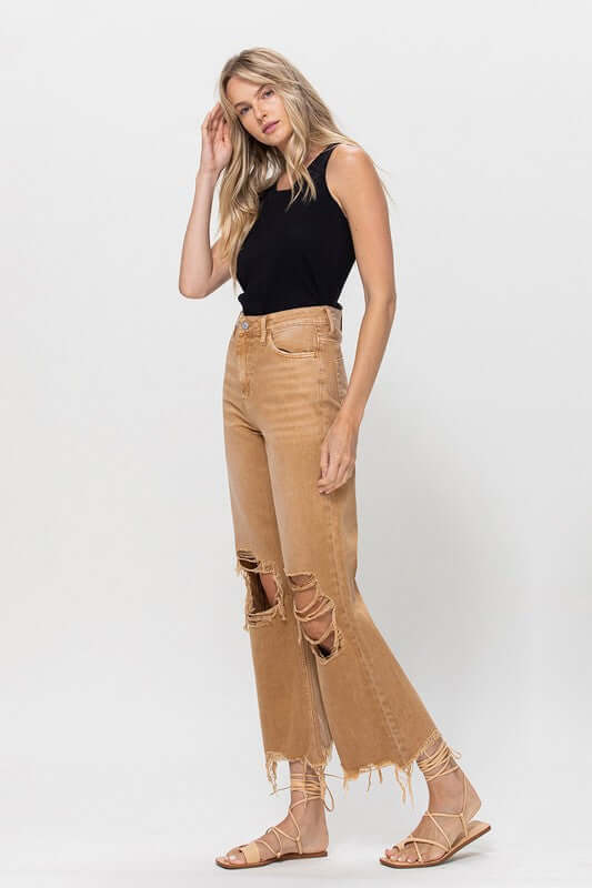 Kiss of California Brown 90's Vintage Crop Flare Jeans, VERVET by Flying Monkey, A Moment Of Now