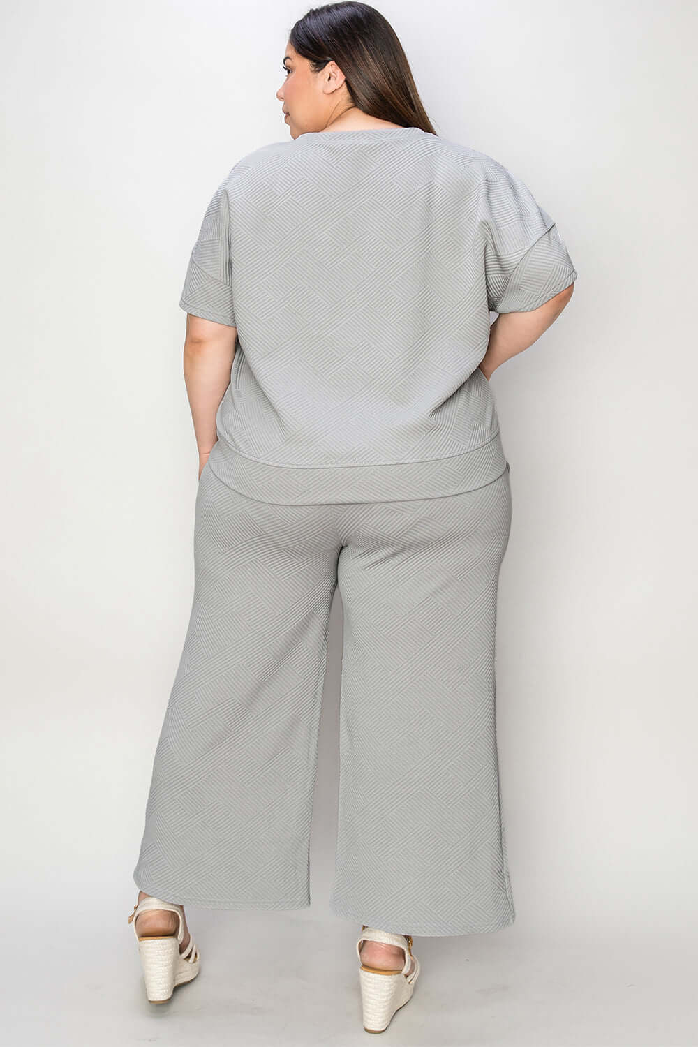 Texture Short Sleeve Top and Pants Set Loungewear, Double Take, A Moment Of Now