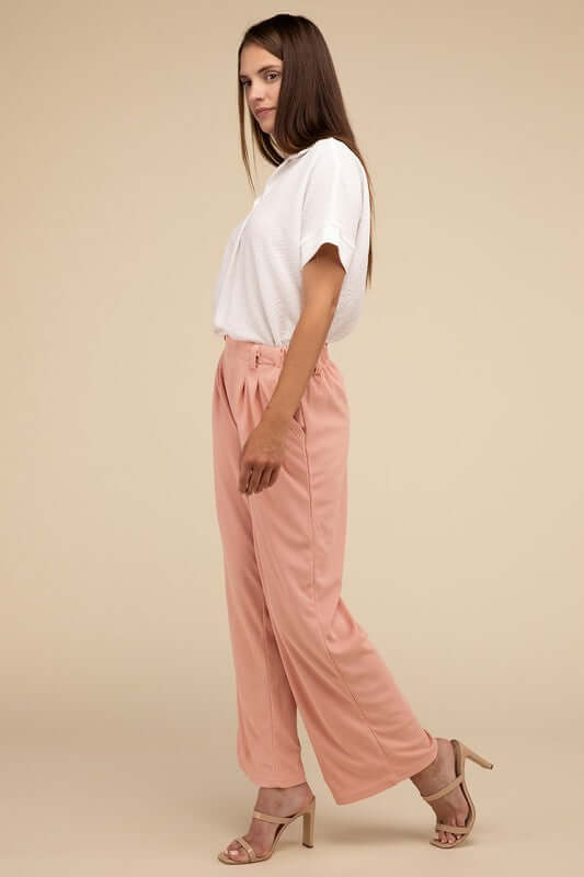 Waffle Elastic Waistband Trouser Pants, Lilou, $ 26.95