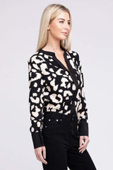 Shop Women's Black & White Leopard Notched Neck Blouse | Boutique Online, Blouses, USA Boutique