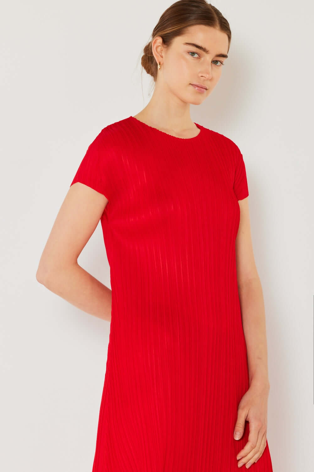 Solid Pleated Cap Sleeve A-Line Dress, Marina West Swim, $ 63.00