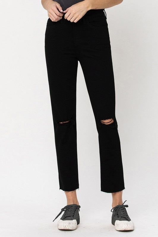 Shop Black High Rise Straight Distressed Jeans | Boutique Clothing & Shoes, Jeans, USA Boutique