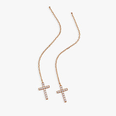 Cross Delicate Pave Crystal Threader Earrings, Earrings, $ 44.00, A Moment Of Now™