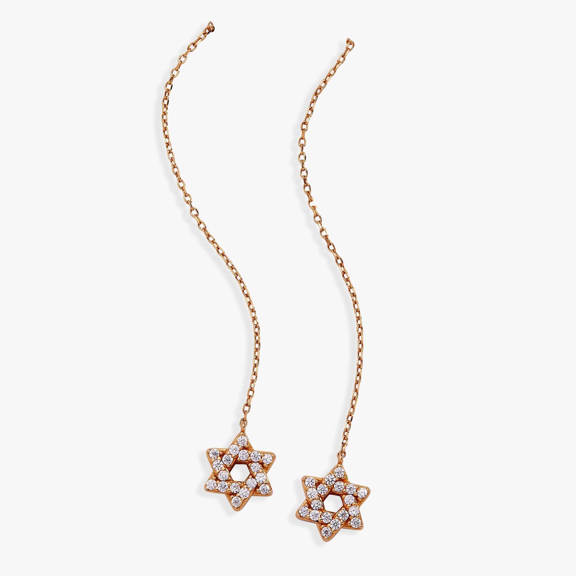 Star of David Delicate Pave Crystal Threader Earrings, Earrings, $ 44.00, A Moment Of Now™