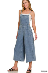 Stylish Denim Medium Washed Wide Leg Overalls, Overalls, $ 59.00, A Moment Of Now™