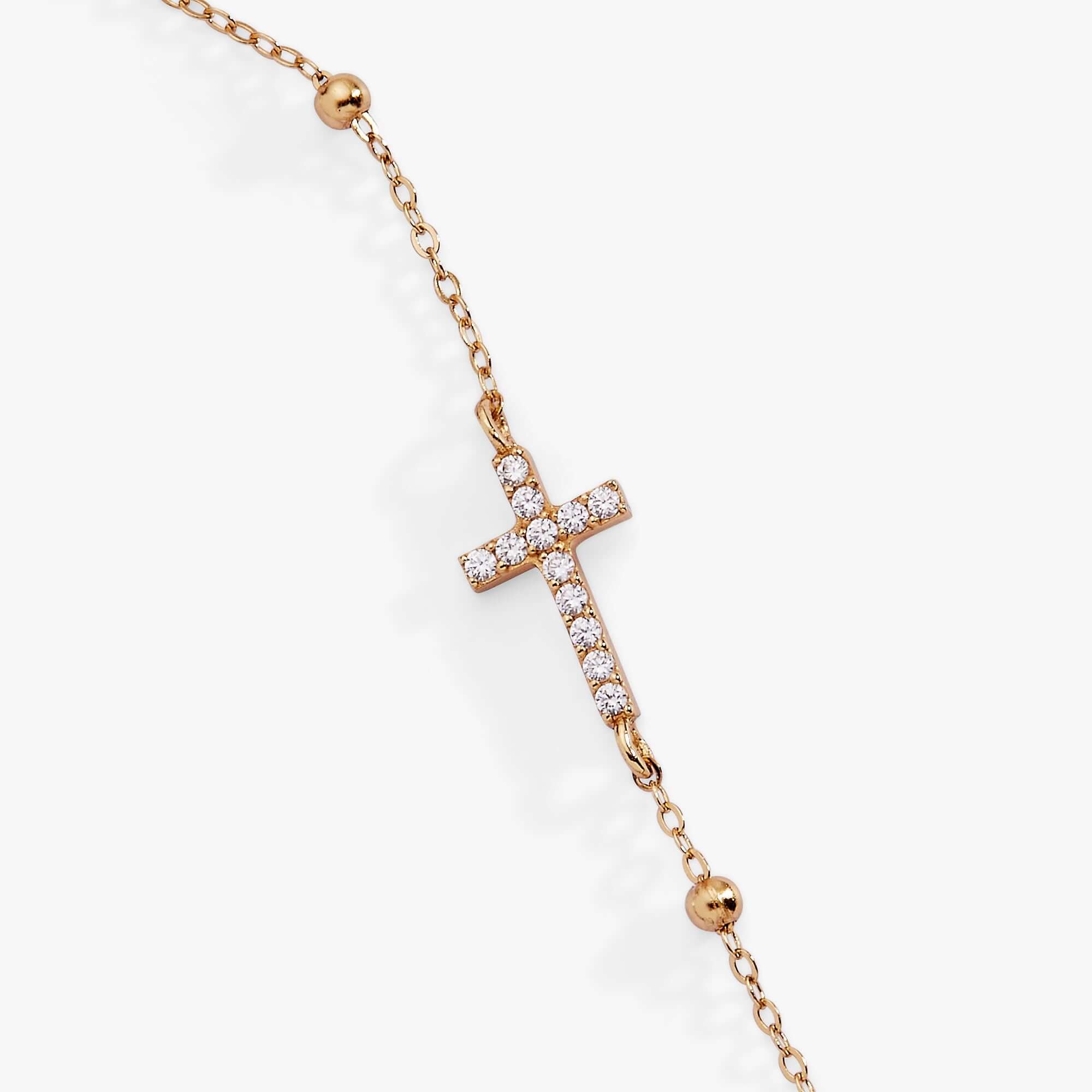 Cross Delicate Pave Crystal Beaded Strand Bracelet, Bracelets, $ 68.00, A Moment Of Now™