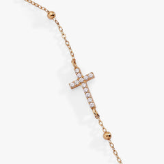 Cross Delicate Pave Crystal Beaded Strand Bracelet, Bracelets, $ 68.00, A Moment Of Now™