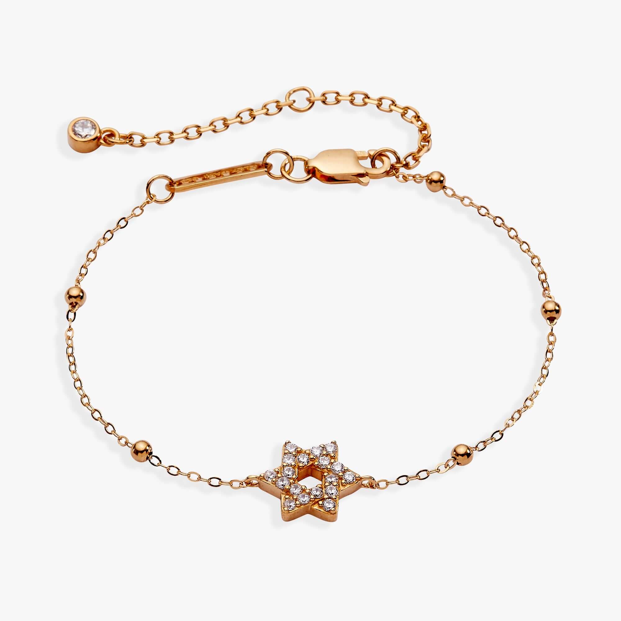 Star of David Delicate Pave Beaded Chain Bracelet, Bracelets, $ 68.00, A Moment Of Now™