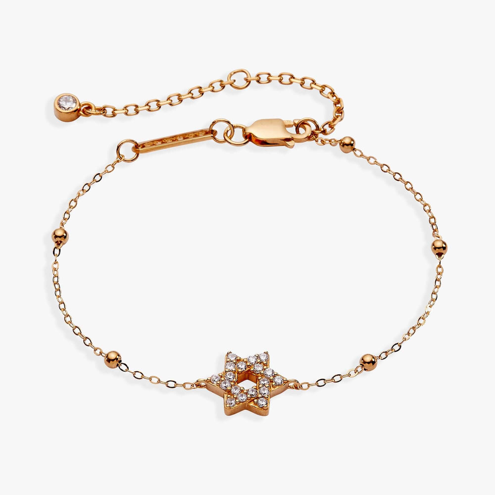 Star of David Delicate Pave Beaded Chain Bracelet, Bracelets, $ 68.00, A Moment Of Now™