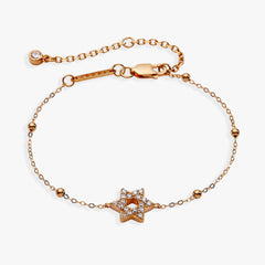 Star of David Delicate Pave Beaded Chain Bracelet, Bracelets, $ 68.00, A Moment Of Now™