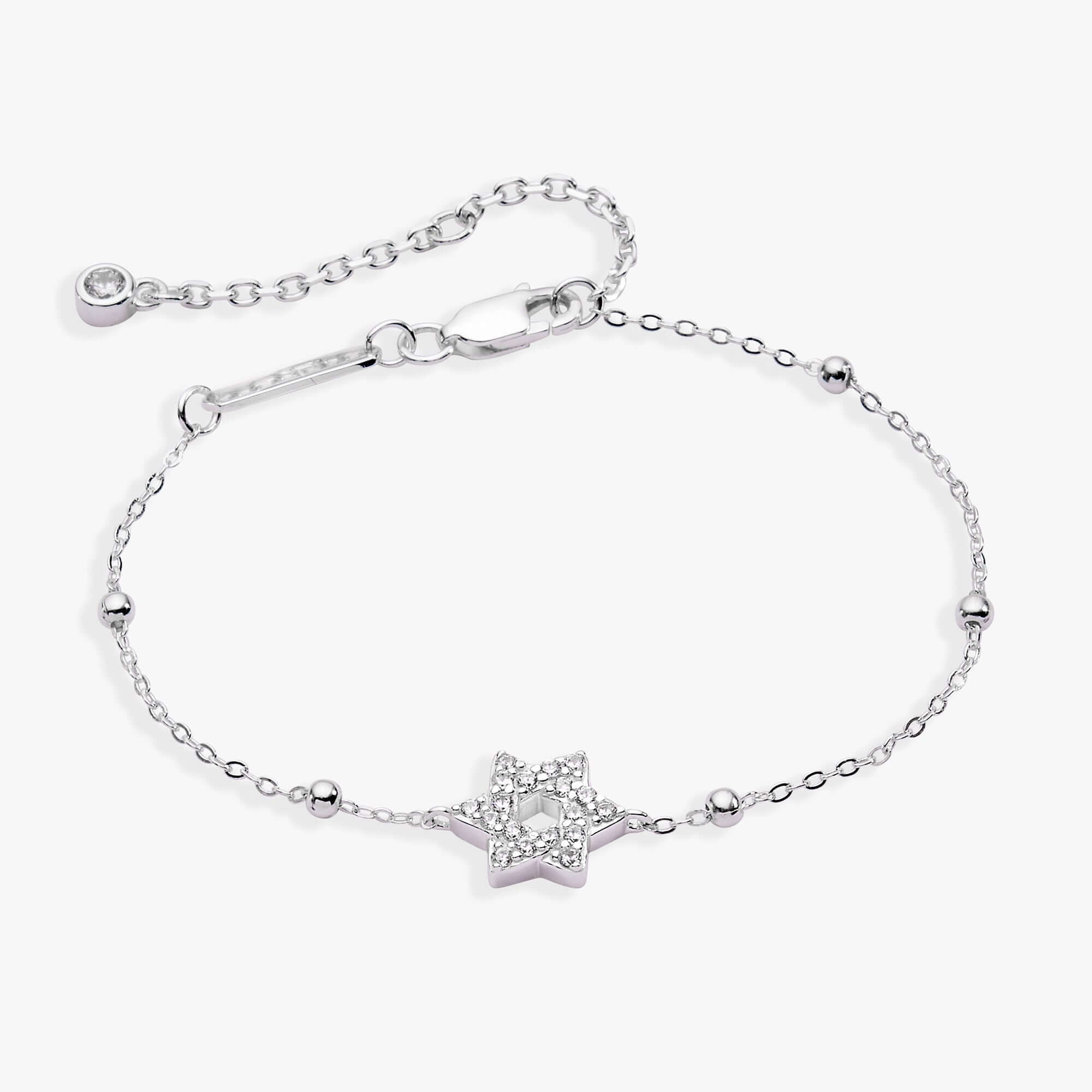 Star of David Delicate Pave Beaded Chain Bracelet, Bracelets, $ 68.00, A Moment Of Now™