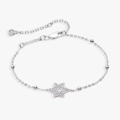 Star of David Delicate Pave Beaded Chain Bracelet, Bracelets, $ 68.00, A Moment Of Now™