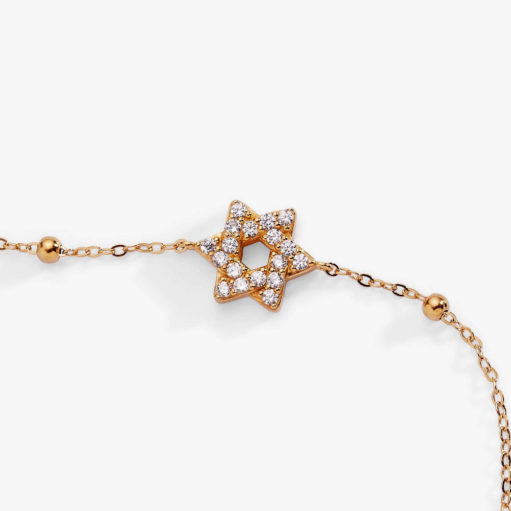 Star of David Delicate Pave Beaded Chain Bracelet, Bracelets, $ 68.00, A Moment Of Now™