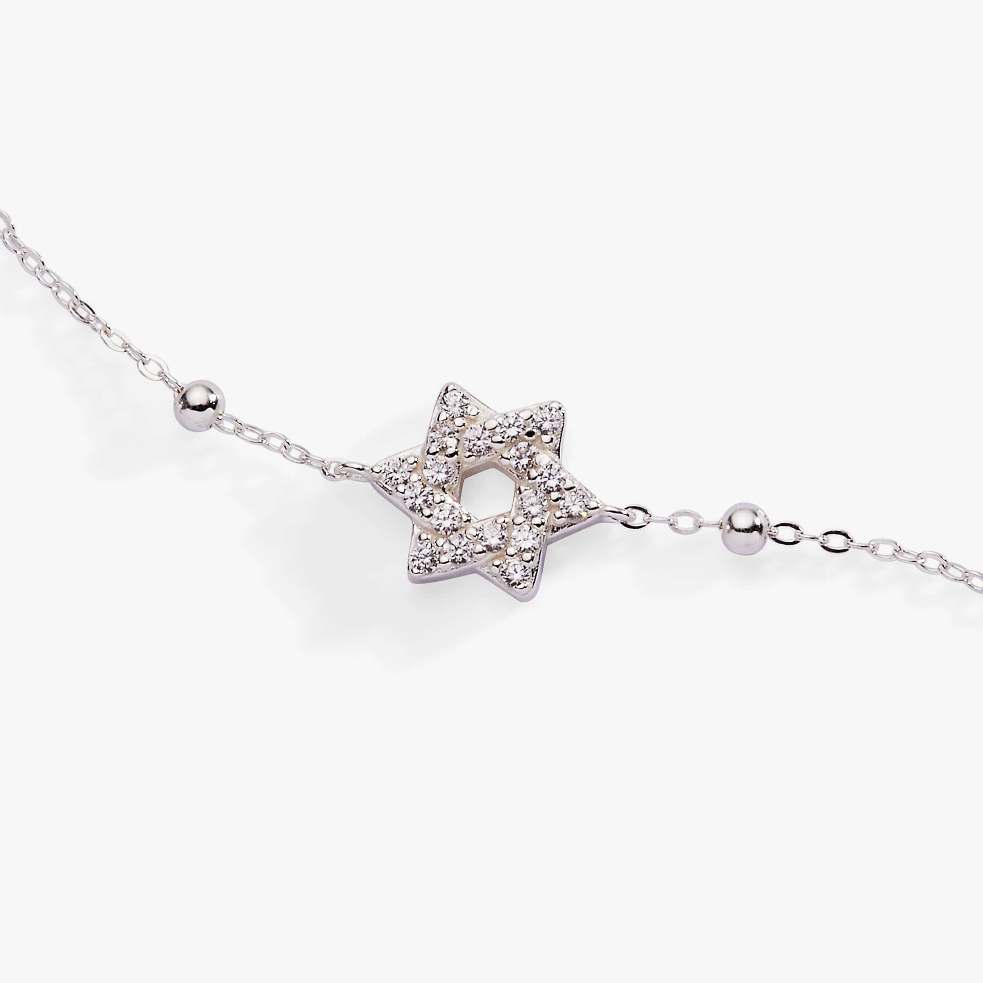 Star of David Delicate Pave Beaded Chain Bracelet, Bracelets, $ 68.00, A Moment Of Now™