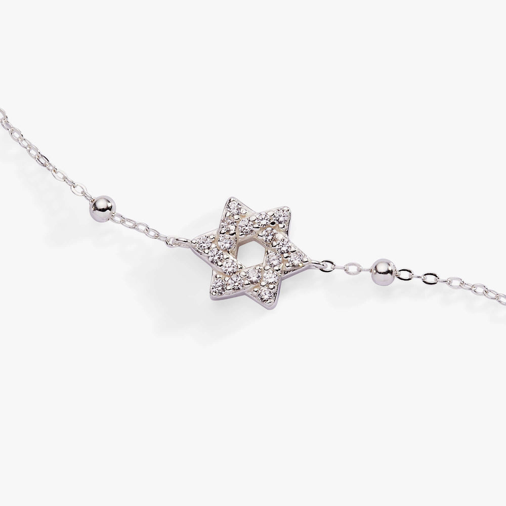 Star of David Delicate Pave Beaded Chain Bracelet, Bracelets, $ 68.00, A Moment Of Now™