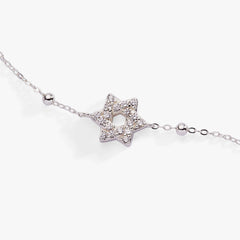 Star of David Delicate Pave Beaded Chain Bracelet, Bracelets, $ 68.00, A Moment Of Now™