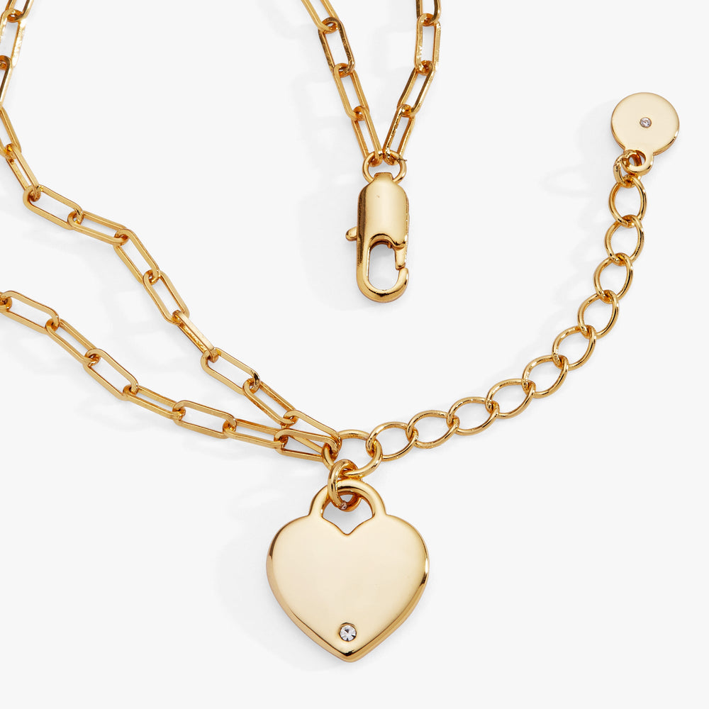 Heart Charm Double Paperclip Chain Bracelet, Bracelets, $ 28.00, A Moment Of Now™