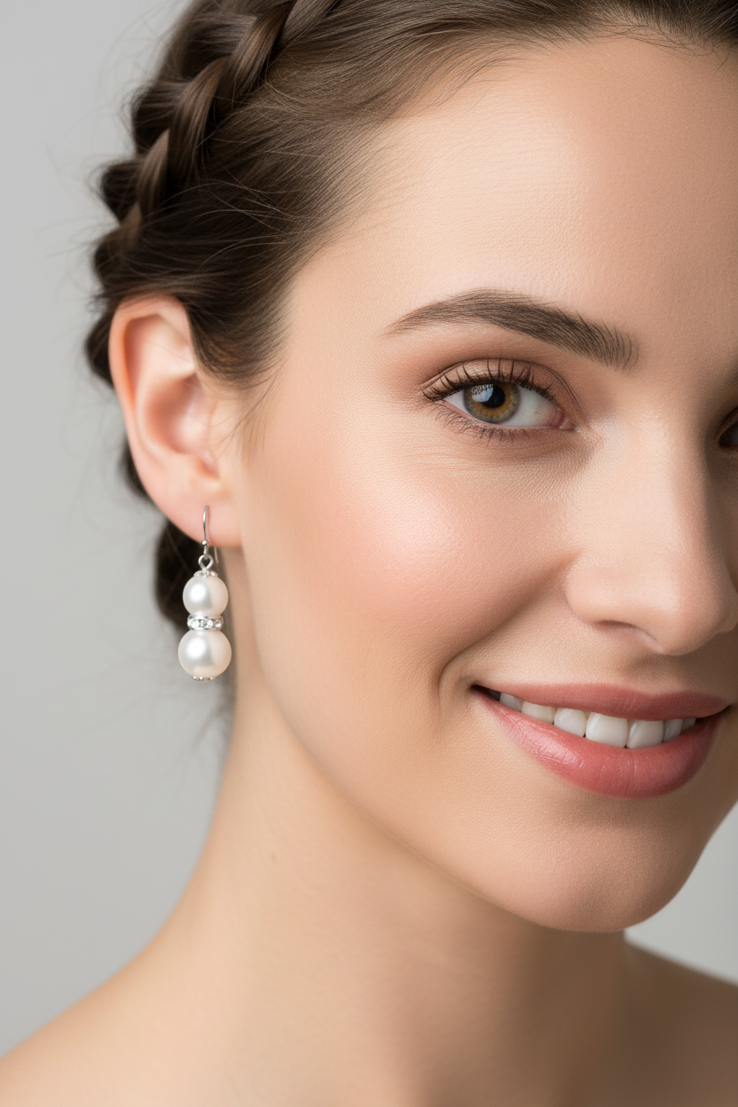 Double Pearl Drop Dangle Earrings | Rhinestone & Glass Pearl, Earrings, $ 17.99, A Moment Of Now™