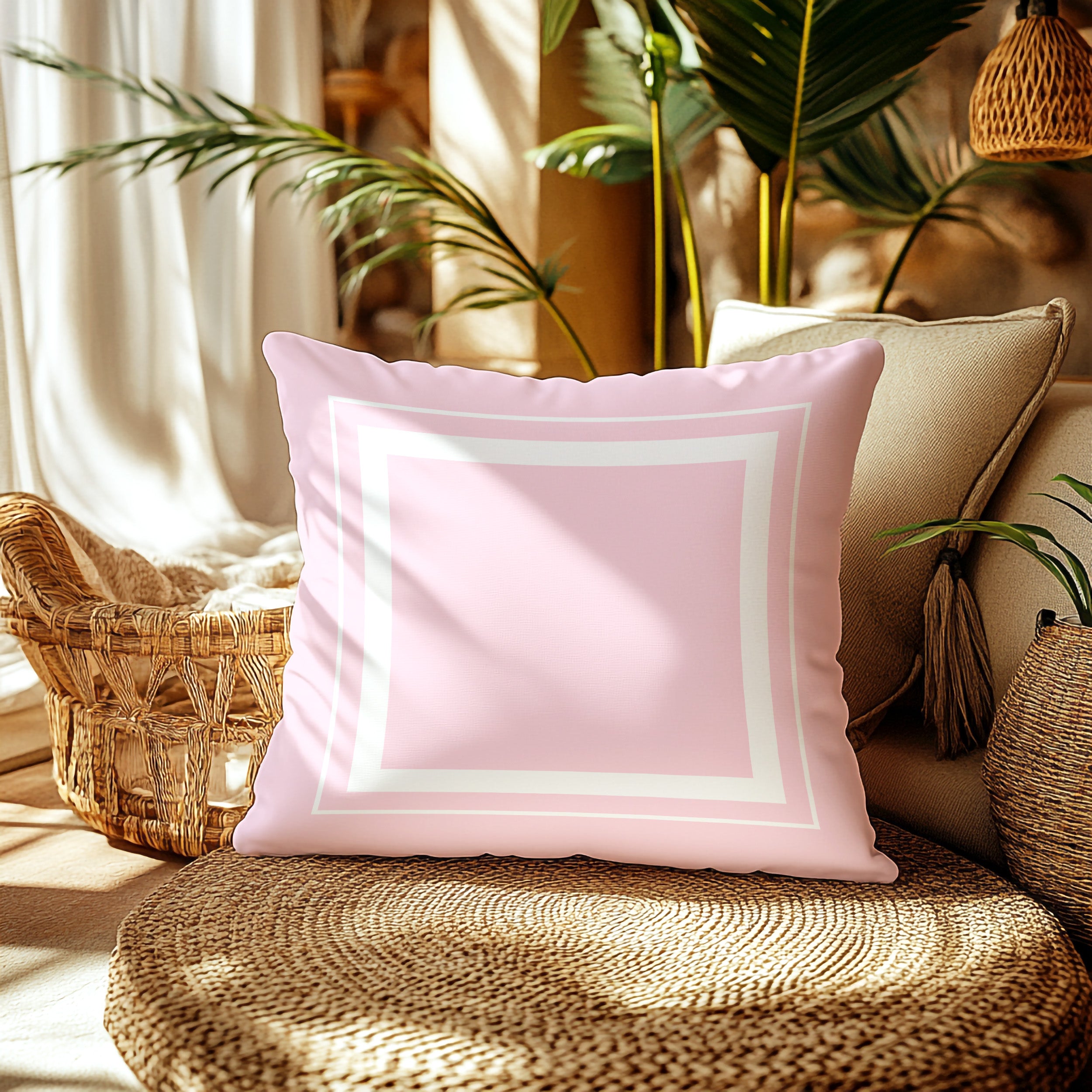 Custom Double Border Frame Decorative Throw Pillow Cushion