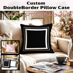 Custom Double Border Frame Decorative Throw Pillow Cushion