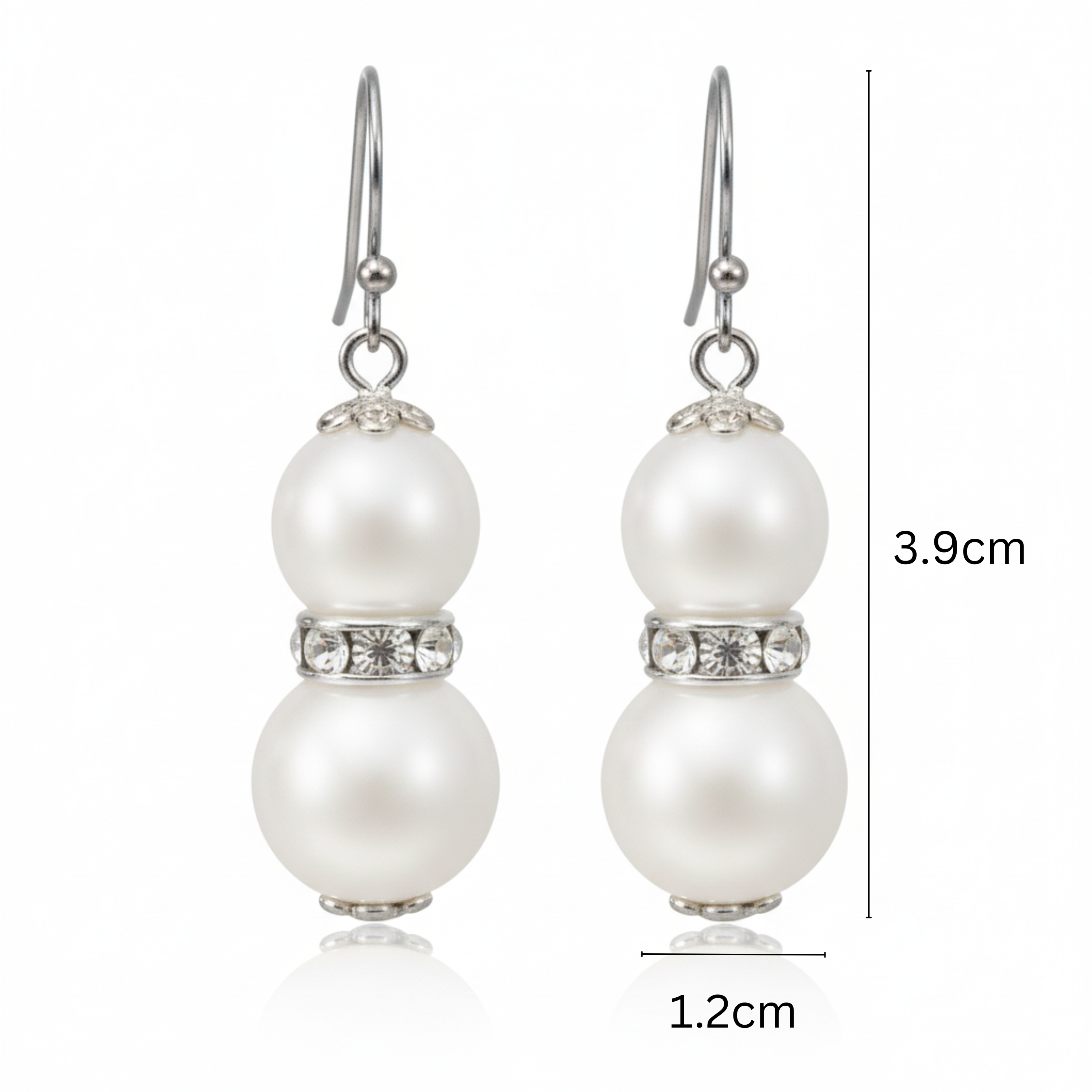 Double Pearl Drop Dangle Earrings | Rhinestone & Glass Pearl, Earrings, $ 17.99, A Moment Of Now™