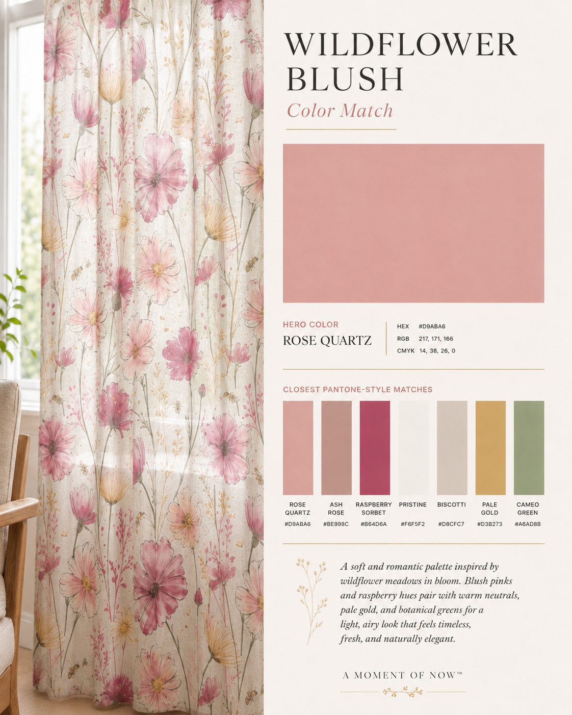 Wildflower Blush color palette for the Dried Wildflowers sheer curtain by A Moment Of Now