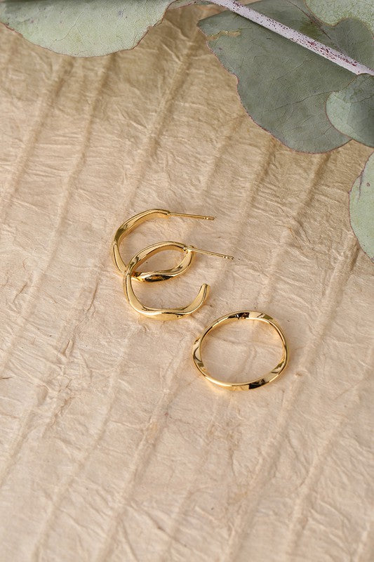 Shop Ripple Gold Plated Ring & Earrings Set | Women's Boutique Jewelry, jewelry Sets, USA Boutique