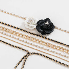 Alloy Rhinestone Multi-Layered Flower Necklace