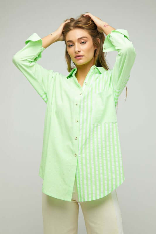 Stripe Button Down Long Sleeve Shirt, Davi & Dani, $ 55.00