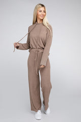 Shop Beige Plus Size Textured Hoodie Top and Pants Set, Outfit Sets, USA Boutique