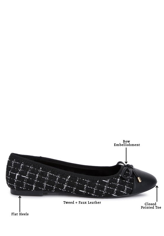 Shop Women's Black Plaid Tweed Ballet Flats | Shop Boutique Footwear Shoes, Ballet Flats, USA Boutique