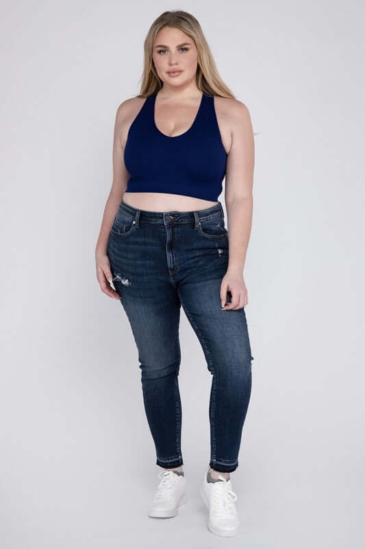 Plus Ribbed Cropped Racerback Tank Top, ZENANA, $ 19.00