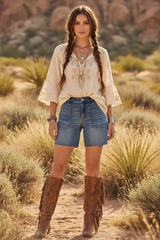 Judy Blue Mid Rise Bermuda Denim Shorts with Raw Hem | Plus Size, Shorts, $ 52.00, A Moment Of Now™