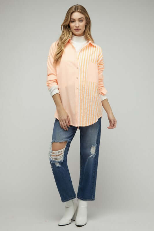 Stripe Button Down Long Sleeve Shirt, Davi & Dani, $ 55.00