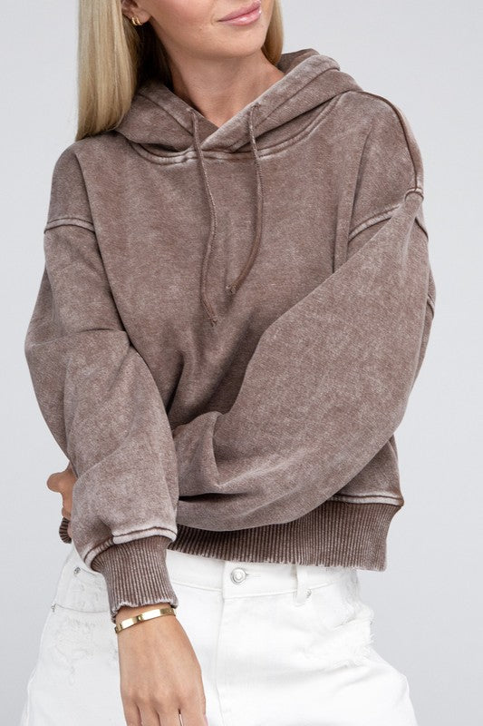 Acid Wash Fleece Hoodie, ZENANA, A Moment Of Now